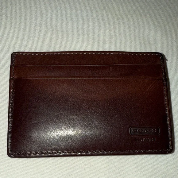 Coach Rich Brown Leather Card Holder - Picture 4 of 6